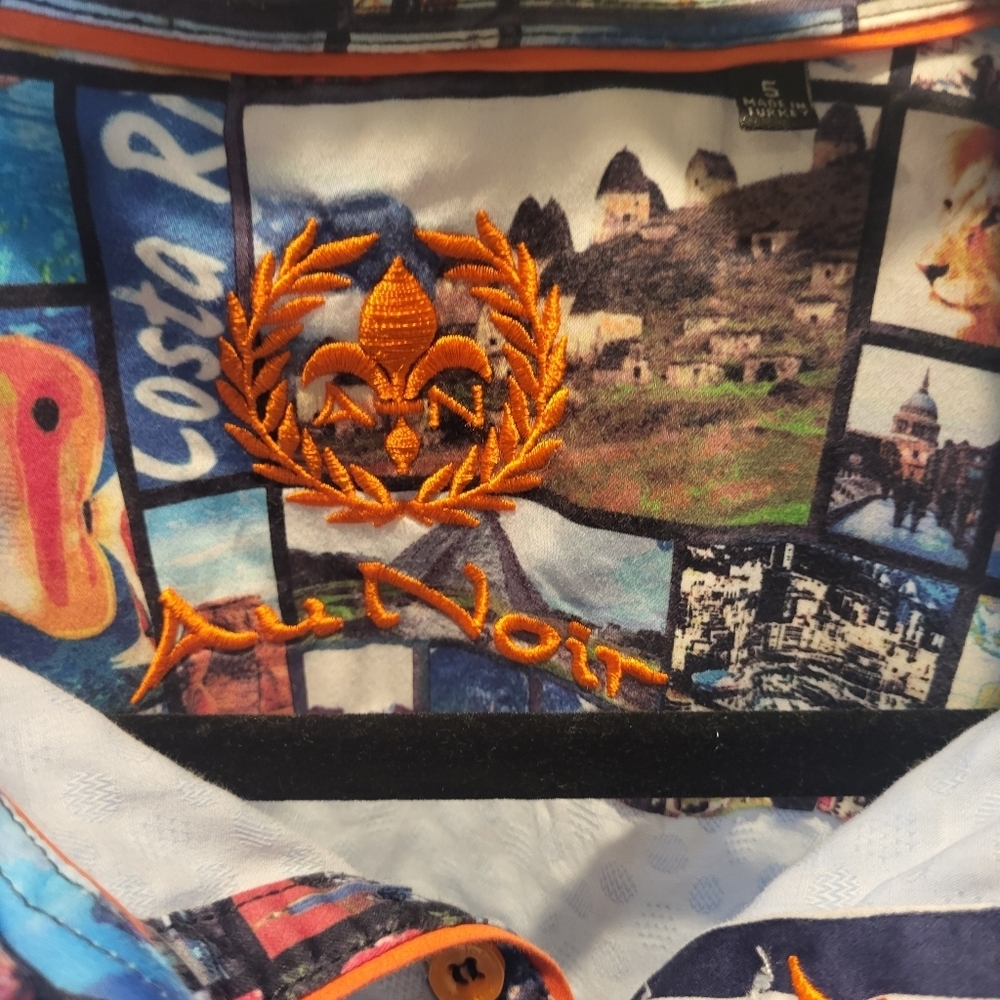 Au Noir Men’s Light Blue Long Sleeve Button Up Flip Cuff Shirt Size 5 (XL) - Picture 4 of 11